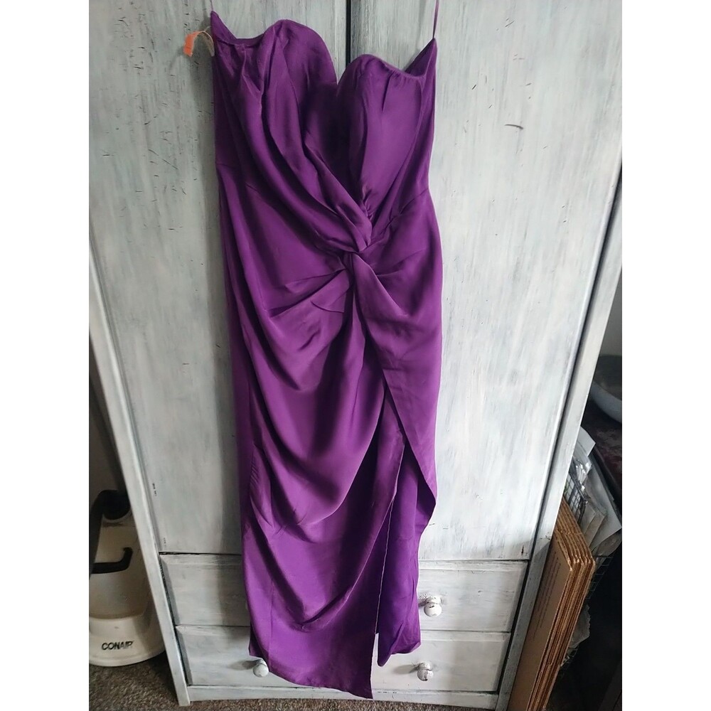 Fashion Nova Strapless Purple Maxi Side Slit Dress Nwt Purple Y2K City - Picture 3 of 14